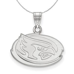 Sterling Silver Iowa State Small Oval Disc Necklace - 24 Inch